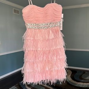 Pink fringe cocktail dress